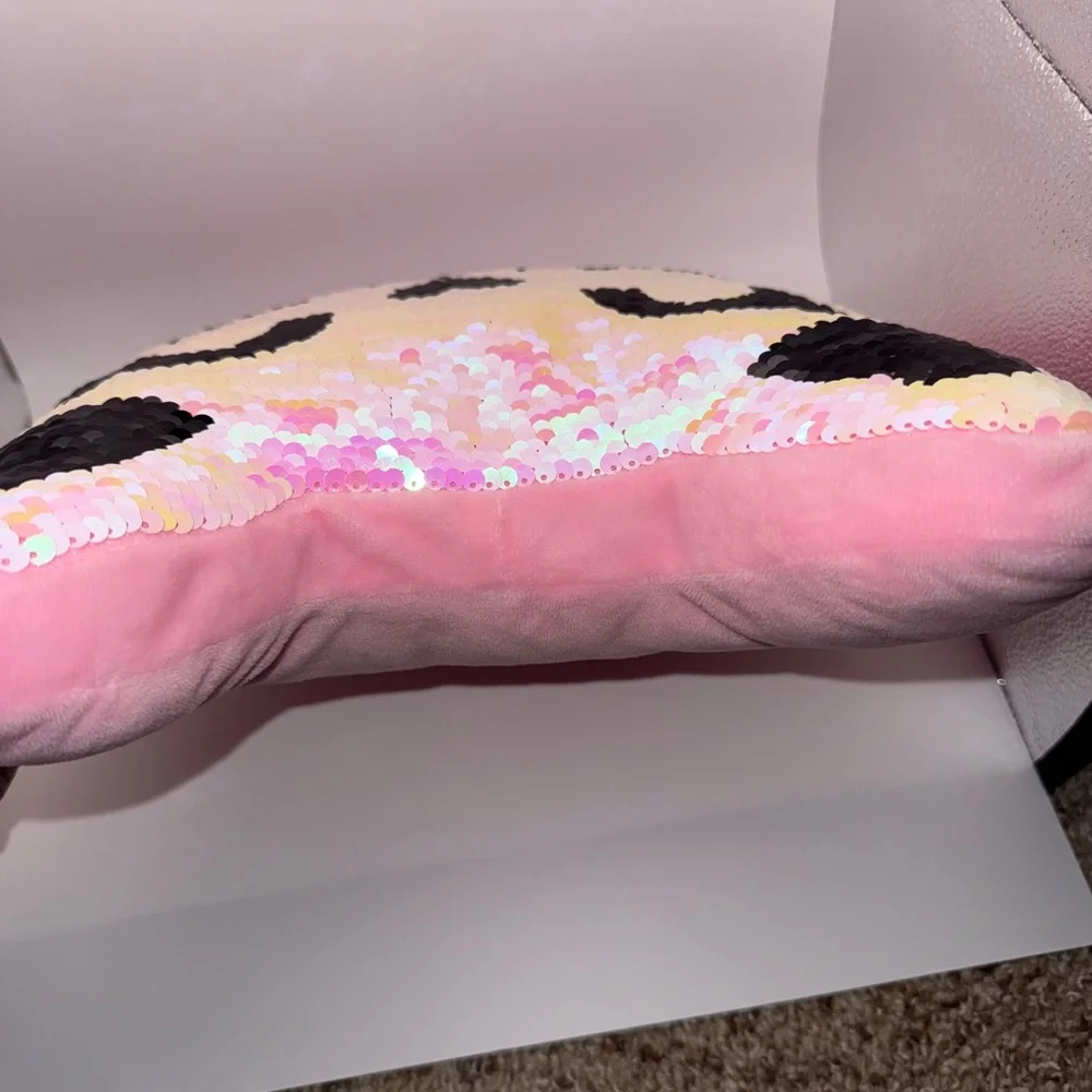 Love2Design Pink Flip Sequin Cat Pillow Iridescent Reversible Cushin